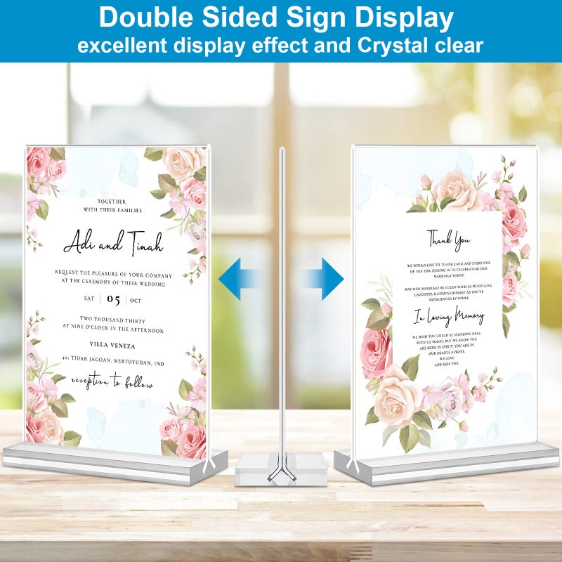 DunGu Acrylic Sign Holder 4x6, 16 Pack Clear Table Double Sided Clear Table Menu Vertical Display Stand Desktop Display Stand Paper Holder Table Sign Holder Suitable for Restaurants Office Store Show Fair - Image 3